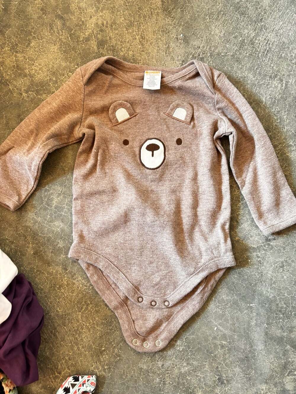 Gymboree Brown Bear Face Long Sleeve Bodysuit